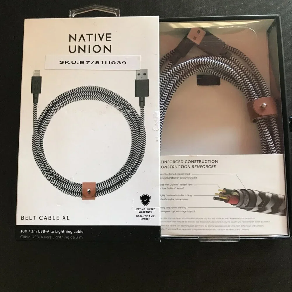Native Union Belt Cable XL - 10ft Ultra-Strong Reinforced. USB to lightning